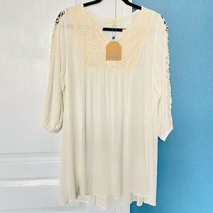 KORI BABYDOLL 3/4 SLEEVES DRESS WITH LACE